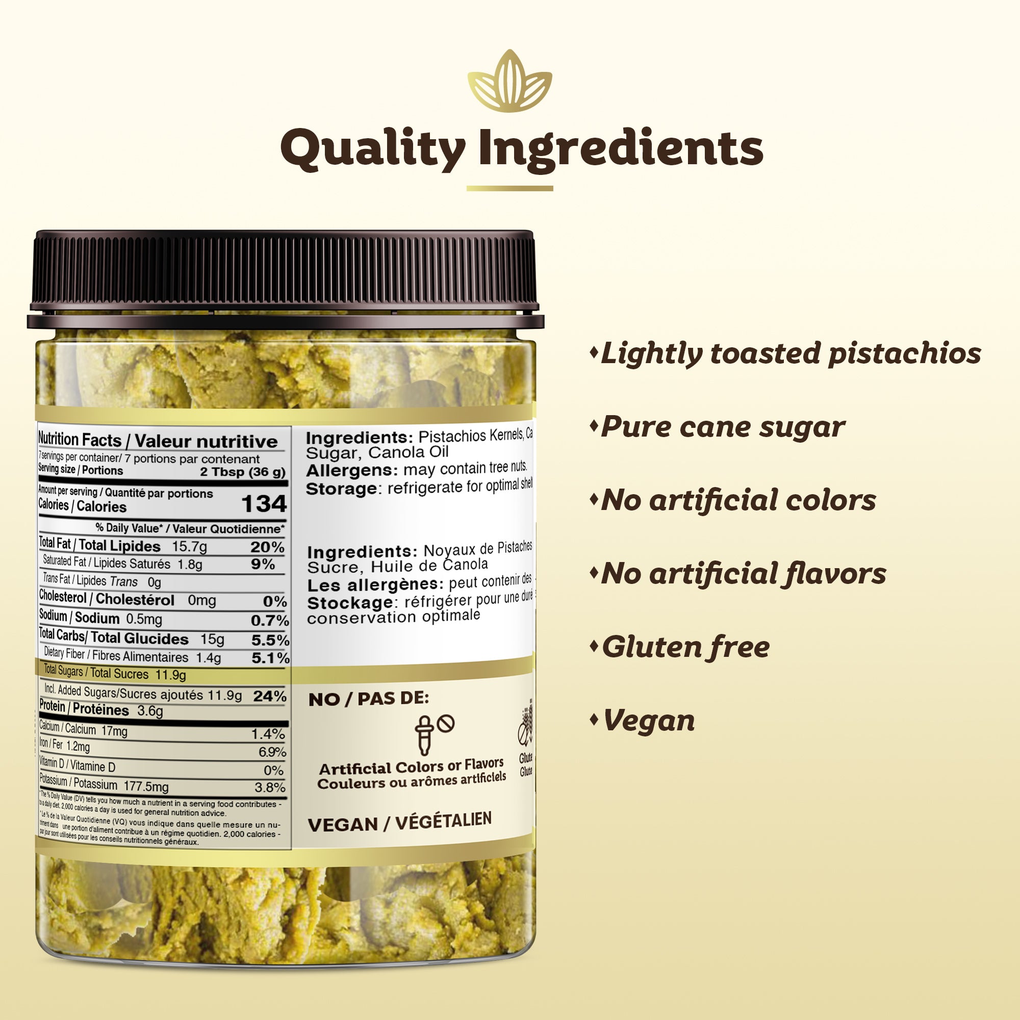 Cocoläat European Style Pistachio Praline Paste | Premium California Pistachios | 10 oz/284 g Resealable Jar